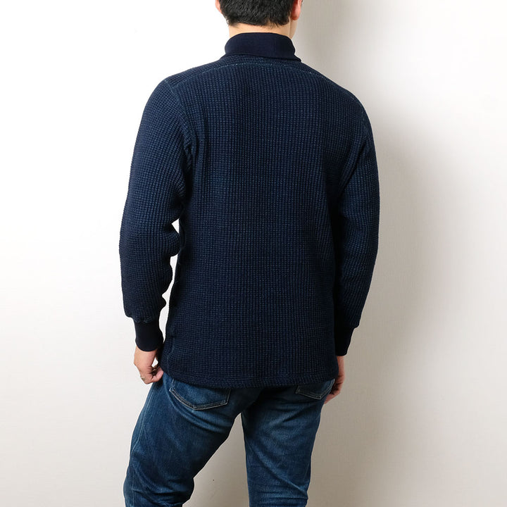 BURGUS PLUS - L/S Turtle Neck Waffle Tee - Indigo Dye - HBP-015TNID-ND