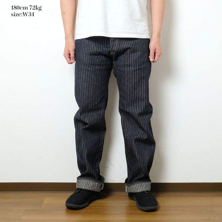 ONI DENIM - Relax Straight - Drop-Needle Stitching Jacquard Striped Denim - ONI022-HJS
