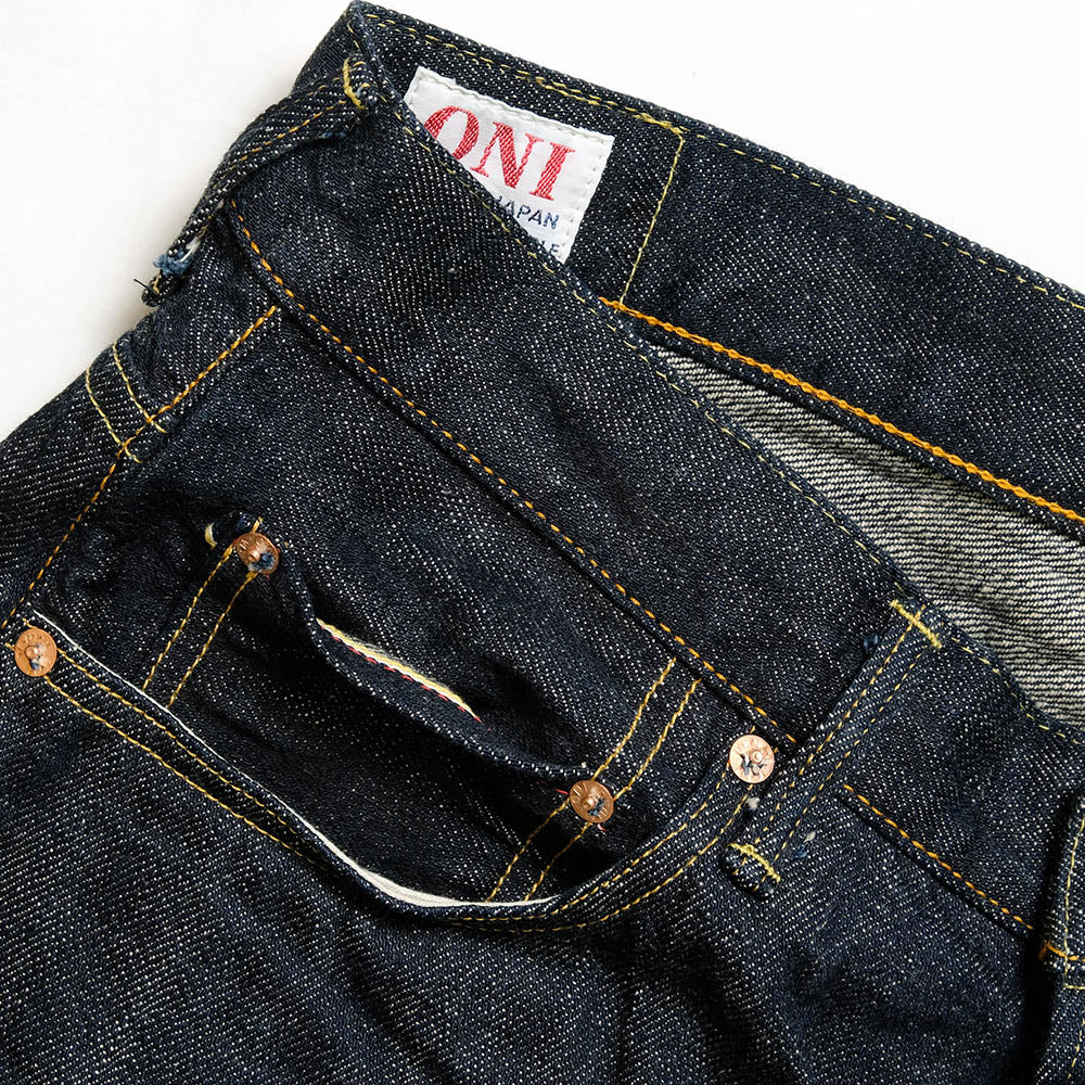 ONI DENIM - Wide Straight 12oz Natural Indigo KIRAKU Selvedge Denim - ONI202-KIRA