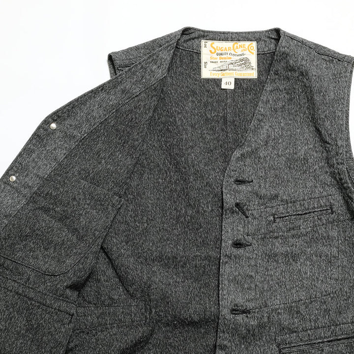 Sugar Cane - 9oz. BLACK COVERT WORK VEST - SC12795